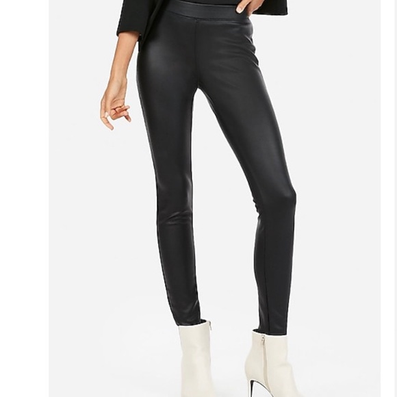 Express Pants - Express Faux Leather Zip Ankle Leggings Black